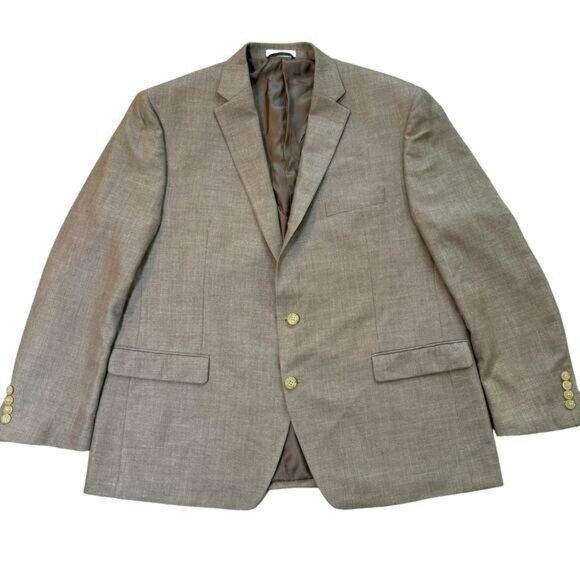 Lauren by Ralph Lauren Tan Blazer Jacket Poly/Linen Blend Size 48R